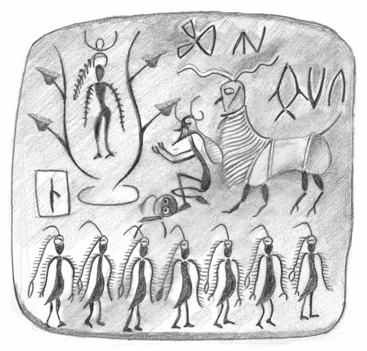 Female deity in Bodhi tree. Mohenjo Daro, circa 2000 BCE.